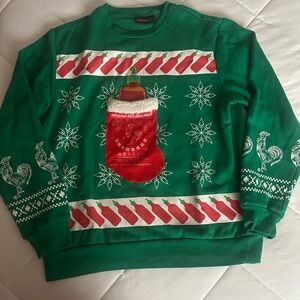 Festive Green Sweater with Red Stocking Design DELIVERY TODAY